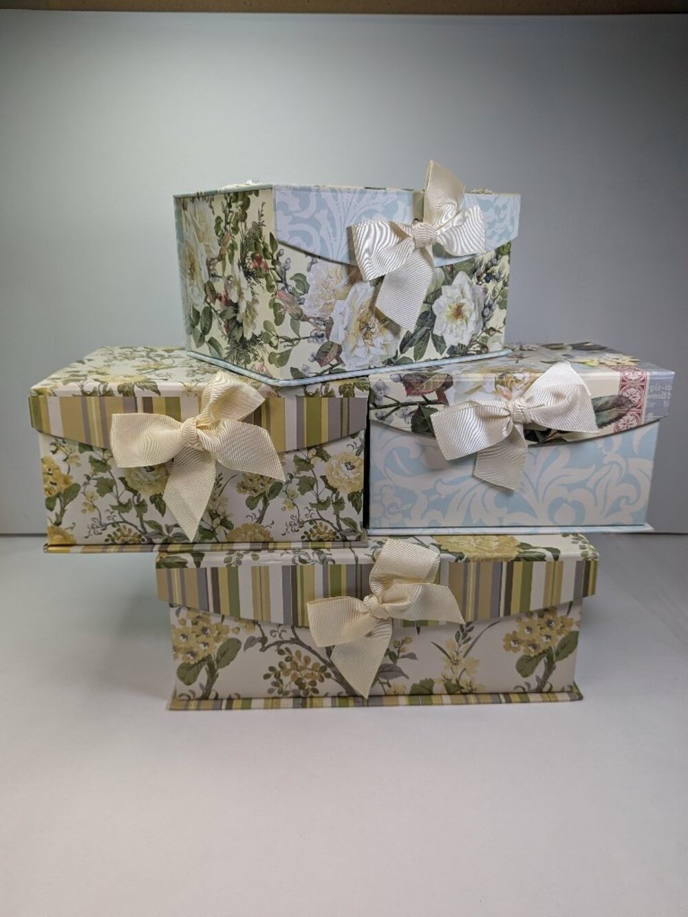 (4) Decorative Storage Gift Boxes Bundle Waverly Floral & Tina Higgins Altered